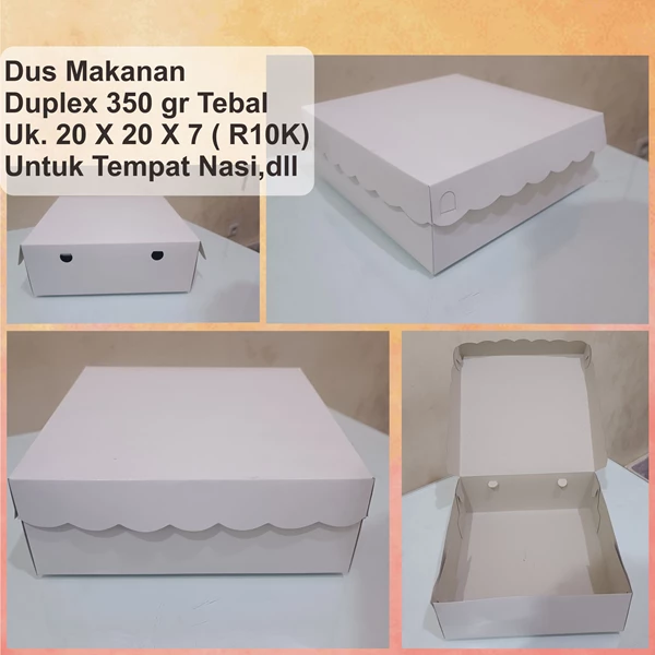 Kotak Makan Berbahan Duplex R10K Uk. 20 x 20 x 7 Putih Polos