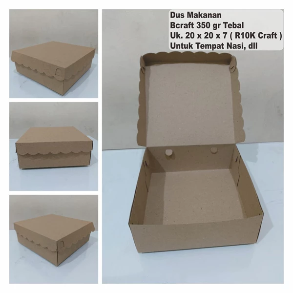 Kotak Makan Dus Nasi Craft 350 gr ( Tebal ) . R10K Craft. Uk. 20 x 20 x 7 cm ( Min Order 10 pcs )