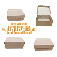 Kotak Makan KATERING KRAFT R5K Craft / DUS KUE 15.5x11.5x7 / KOTAK MAKANAN CAKE TEBAL 310 gsm - NON LAMINASI