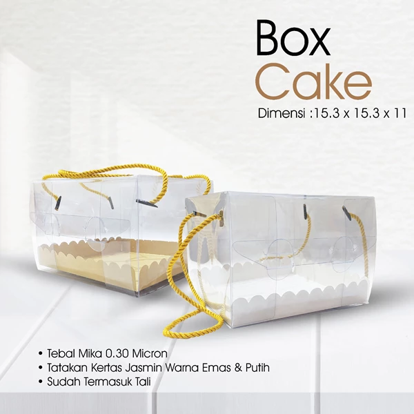 Kotak Mika Kemasan Cake Uk. 15.3 x 15.3 x 11 ( Tebal Mika 0.30 )