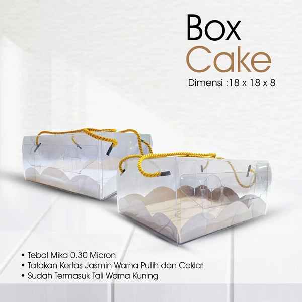 Kotak Mika Kemasan Cake Uk. 18 x 18 x 8 Kuncian Samping ( Tebal Mika 0.30 )