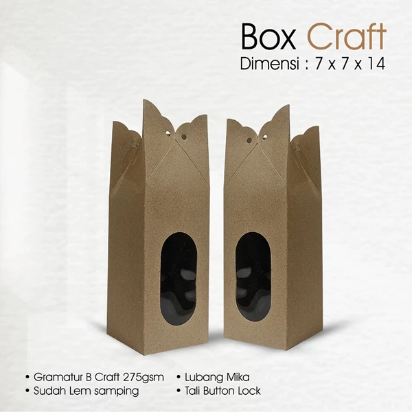 Kotak Souvenir 7 x 7 x 14 cm Craft Tali Button Lock