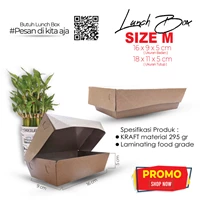 Kertas Bungkus / Paper Lunch Box Kraft Coklat Laminasi Size M / 18 X 11 X 5 cm
